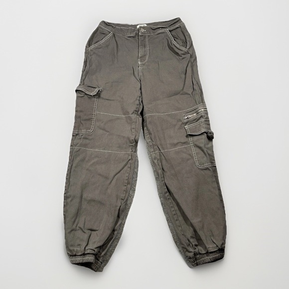 Rachel Paige Pants - Rachel Paige Cargo Jogger Pants Womens Medium Gray Contrast Stitch Utility